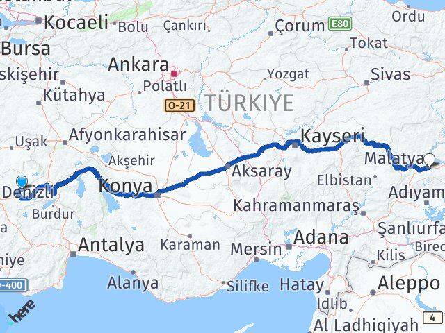 Denizli Baklan Malatya Arası Kaç Km - Yol Haritası