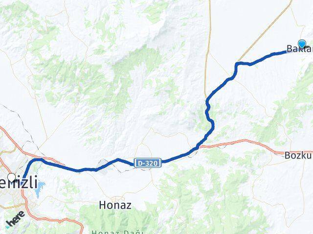 Denizli Baklan Merkezefendi Arası Kaç Km - Yol Haritası