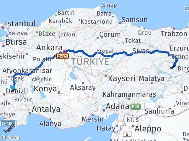 Denizli Baklan Tunceli Arası Kaç Km - Yol Haritası