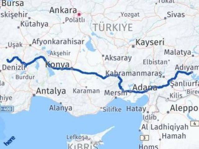 Denizli Bekilli Adıyaman Arası Kaç Km - Yol Haritası