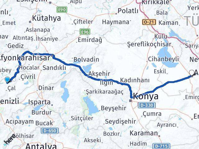 Denizli Bekilli Aksaray Arası Kaç Km - Yol Haritası