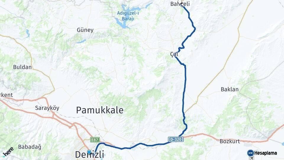Denizli Bekilli Arası Kaç Km - Yol Haritası