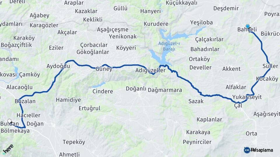 Denizli Bekilli Buldan Arası Kaç Km - Yol Haritası