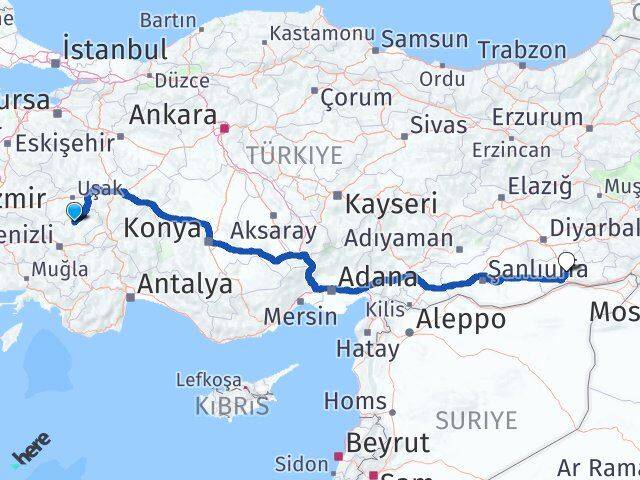 Denizli Bekilli Mardin Arası Kaç Km - Yol Haritası