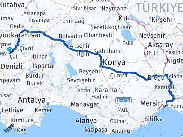 Denizli Bekilli Mersin Arası Kaç Km - Yol Haritası