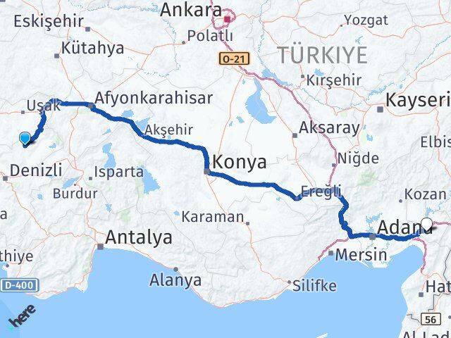 Denizli Bekilli Osmaniye Arası Kaç Km - Yol Haritası