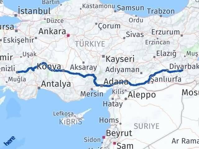 Denizli Beşiri Batman Arası Kaç Km - Yol Haritası