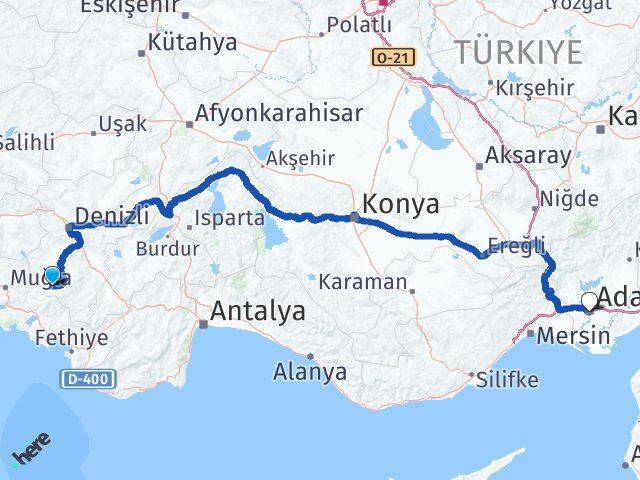 Denizli Beyağaç Adana Arası Kaç Km - Yol Haritası