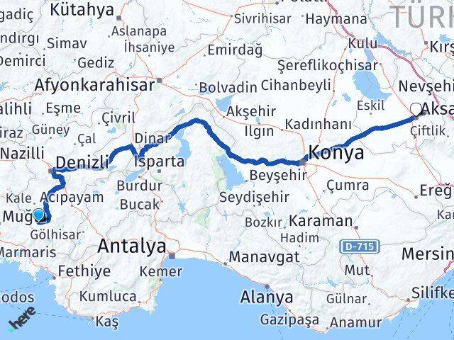 Denizli Beyağaç Aksaray Arası Kaç Km - Yol Haritası