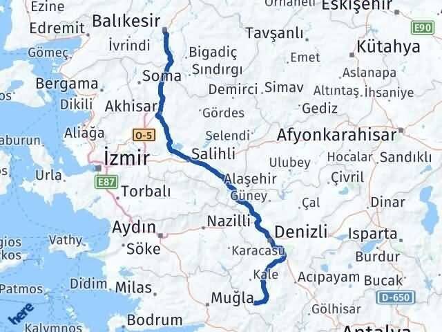Denizli Beyağaç Balıkesir Arası Kaç Km - Yol Haritası