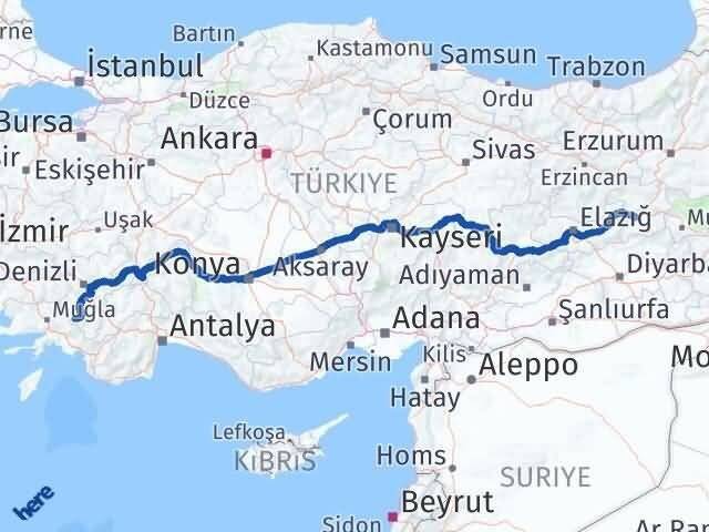 Denizli Beyağaç Bingöl Arası Kaç Km - Yol Haritası