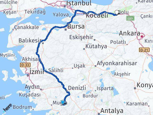 Denizli Beyağaç Bolu Arası Kaç Km - Yol Haritası