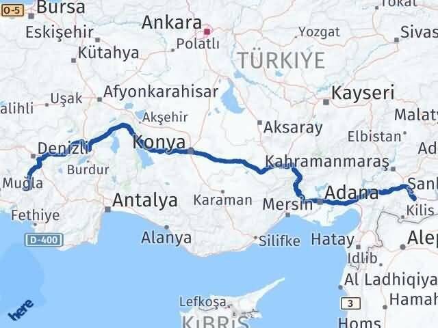 Denizli Beyağaç Gaziantep Arası Kaç Km - Yol Haritası