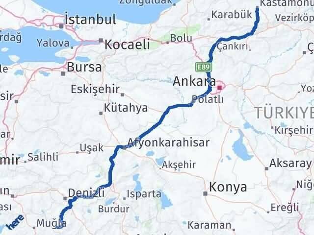 Denizli Beyağaç Kastamonu Arası Kaç Km - Yol Haritası