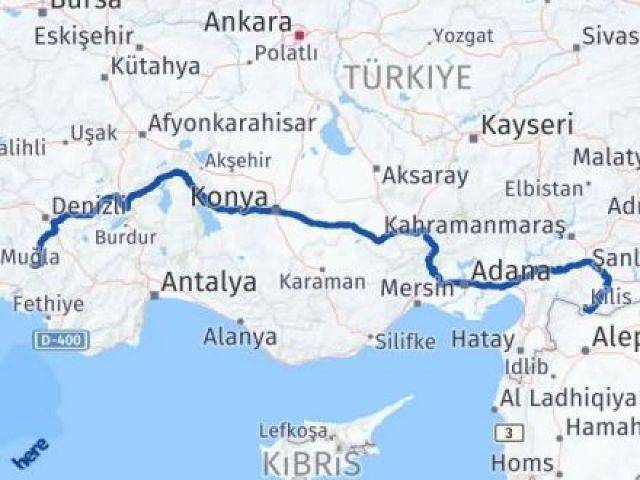 Denizli Beyağaç Kilis Arası Kaç Km - Yol Haritası