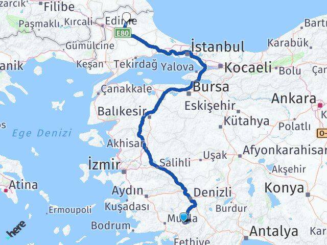Denizli Beyağaç Kırklareli Arası Kaç Km - Yol Haritası