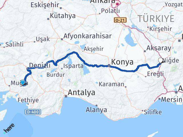 Denizli Beyağaç Niğde Arası Kaç Km - Yol Haritası