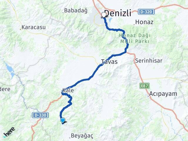 Pınarönü Denizli Otogarı Arası Kaç Km - Yol Tarifi