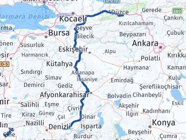 Denizli Bozkurt Bolu Arası Kaç Km - Yol Haritası