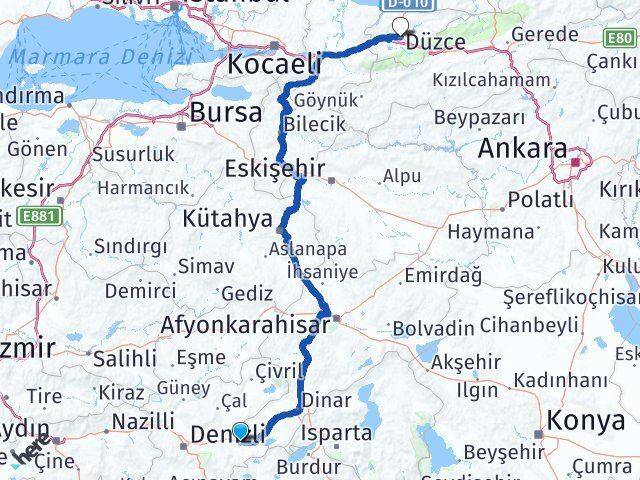 Denizli Bozkurt Düzce Arası Kaç Km - Yol Haritası