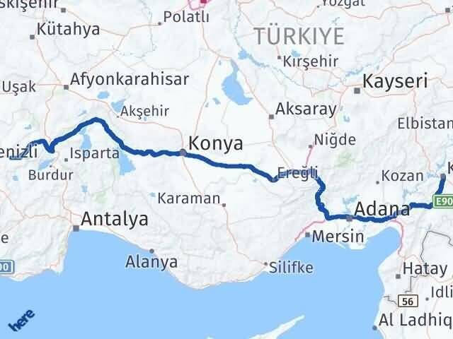 Denizli Bozkurt Kahramanmaraş Arası Kaç Km - Yol Haritası