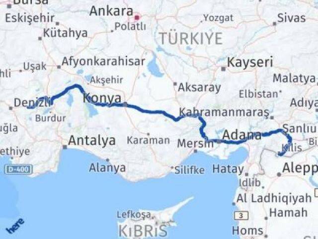 Denizli Bozkurt Kilis Arası Kaç Km - Yol Haritası