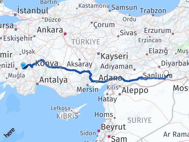 Denizli Bozkurt Mardin Arası Kaç Km - Yol Haritası