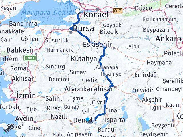 Denizli Bozkurt Yalova Arası Kaç Km - Yol Haritası