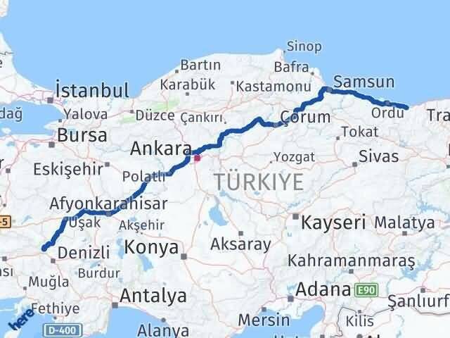 Denizli Buldan Giresun Arası Kaç Km - Yol Haritası
