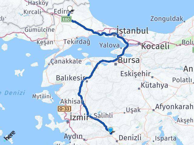 Denizli Buldan Kırklareli Arası Kaç Km - Yol Haritası
