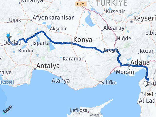 Denizli Çal Hatay Arası Kaç Km - Yol Haritası