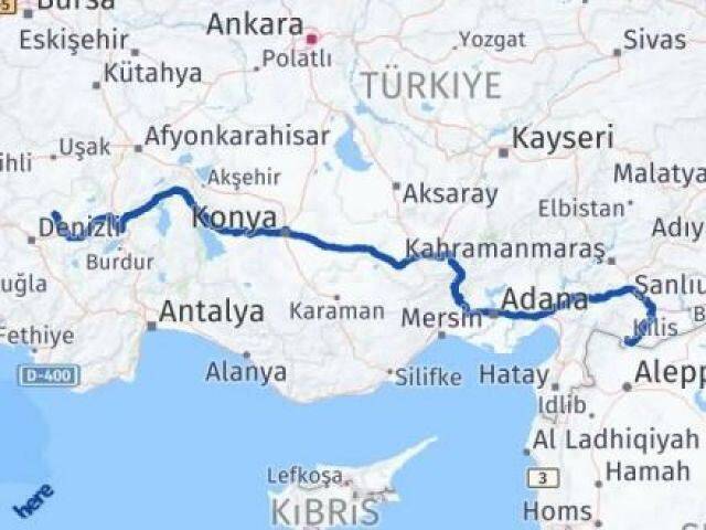 Denizli Çal Kilis Arası Kaç Km - Yol Haritası