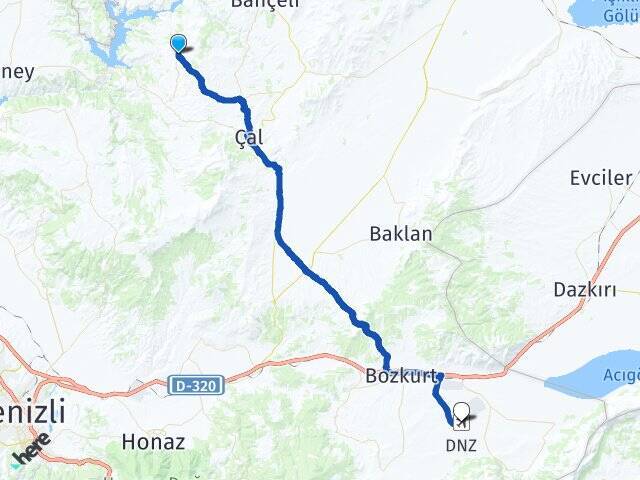 Ortaköy Çardak Havalimanı Arası Kaç Km - Yol Tarifi