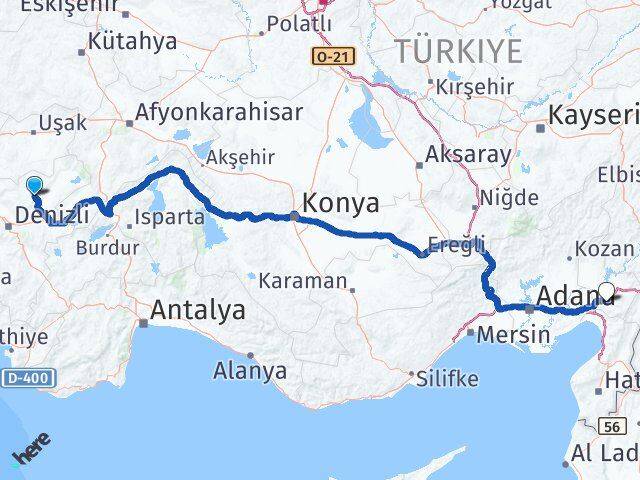 Denizli Çal Osmaniye Arası Kaç Km - Yol Haritası