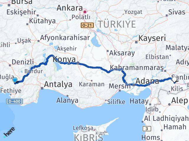 Denizli Çameli Gaziantep Arası Kaç Km - Yol Haritası