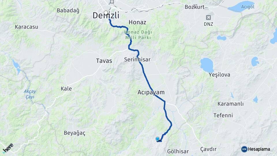 Güzelyurt Denizli Arası Kaç Km - Yol Tarifi