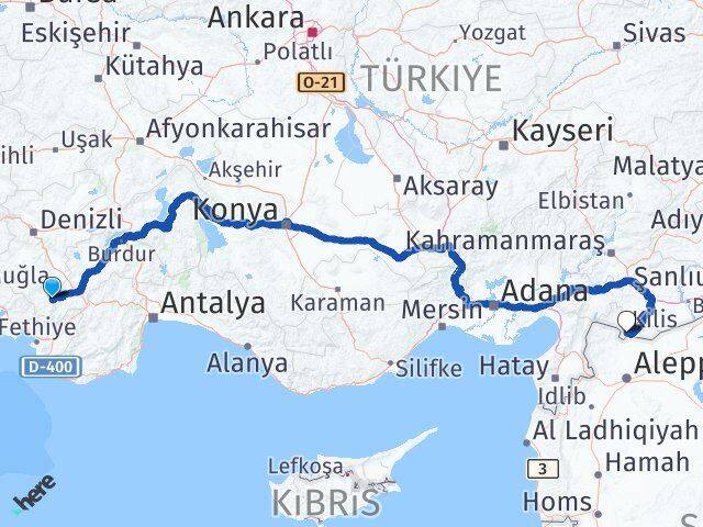 Denizli Çameli Kilis Arası Kaç Km - Yol Haritası