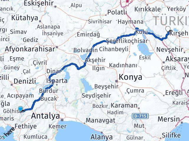 Denizli Çameli Kırşehir Arası Kaç Km - Yol Haritası