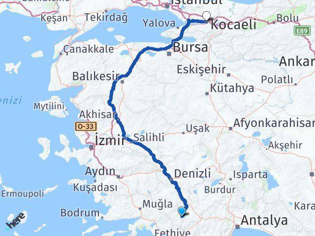 Denizli Çameli Kocaeli Arası Kaç Km - Yol Haritası
