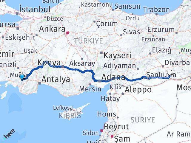 Denizli Çameli Mardin Arası Kaç Km - Yol Haritası