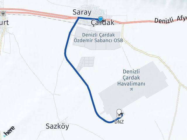 Çardak Çardak Havalimanı Arası Kaç Km - Yol Tarifi