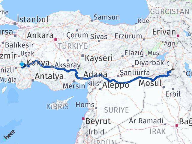 Denizli Çardak Hakkari Arası Kaç Km - Yol Haritası