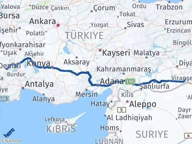 Denizli Çardak Mardin Arası Kaç Km - Yol Haritası