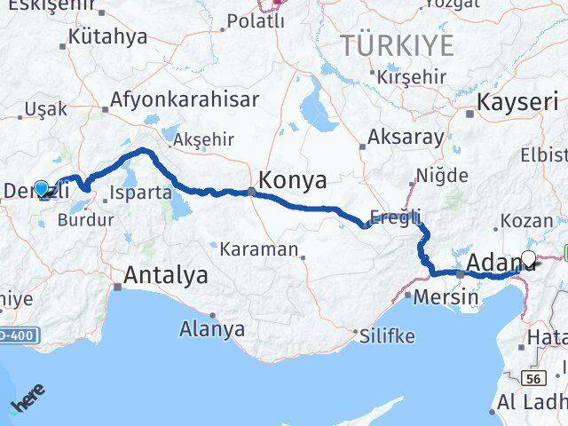 Denizli Çardak Osmaniye Arası Kaç Km - Yol Haritası