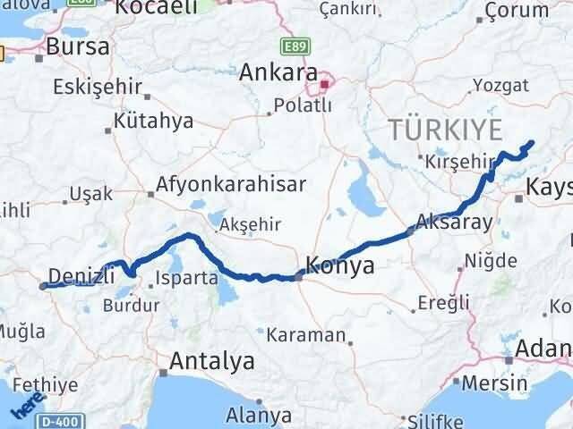 Denizli Çayıralan Yozgat Arası Kaç Km - Yol Haritası