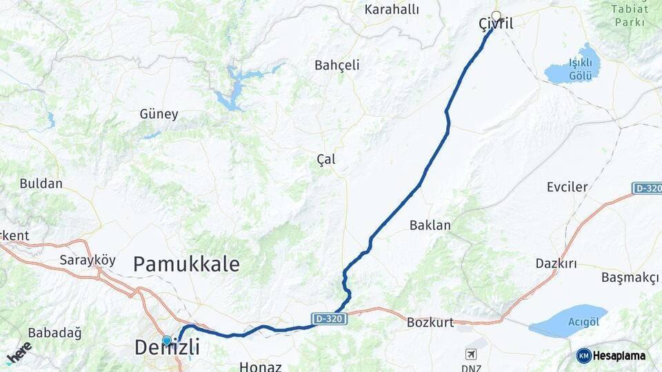 Denizli Çivril Arası Kaç Km - Yol Haritası