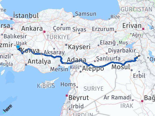 Denizli Çivril Hakkari Arası Kaç Km - Yol Haritası