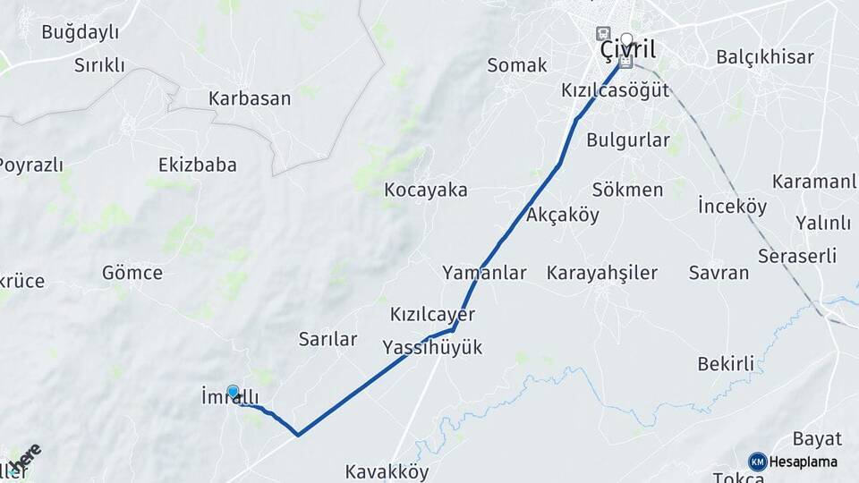 İmrallı Çivril Arası Kaç Km - Yol Tarifi