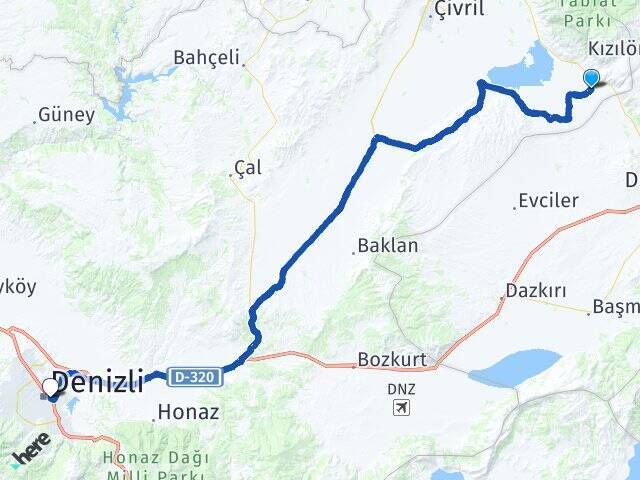 İshaklı Denizli Otogarı Arası Kaç Km - Yol Tarifi
