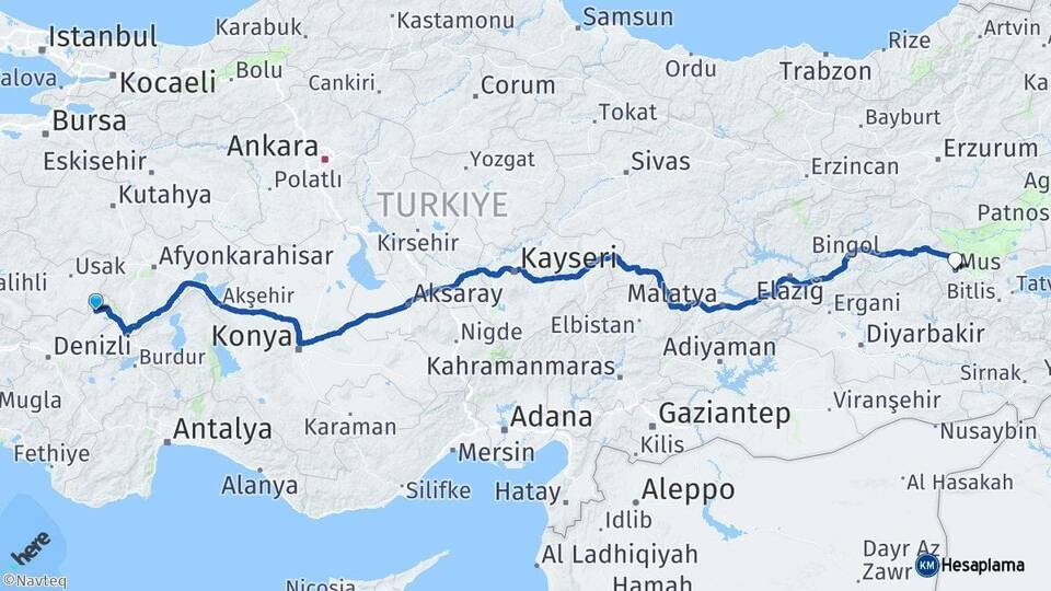 Çivril Muş Arası Kaç Km - Yol Tarifi